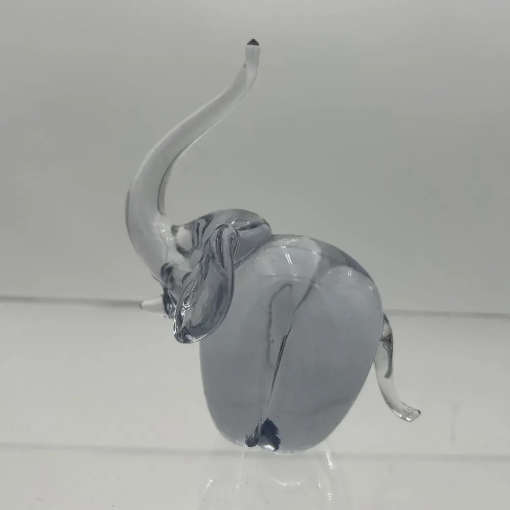 Vtg Hand Made Crystal Elephant Art Clear Glass Figurine Paperweight 5